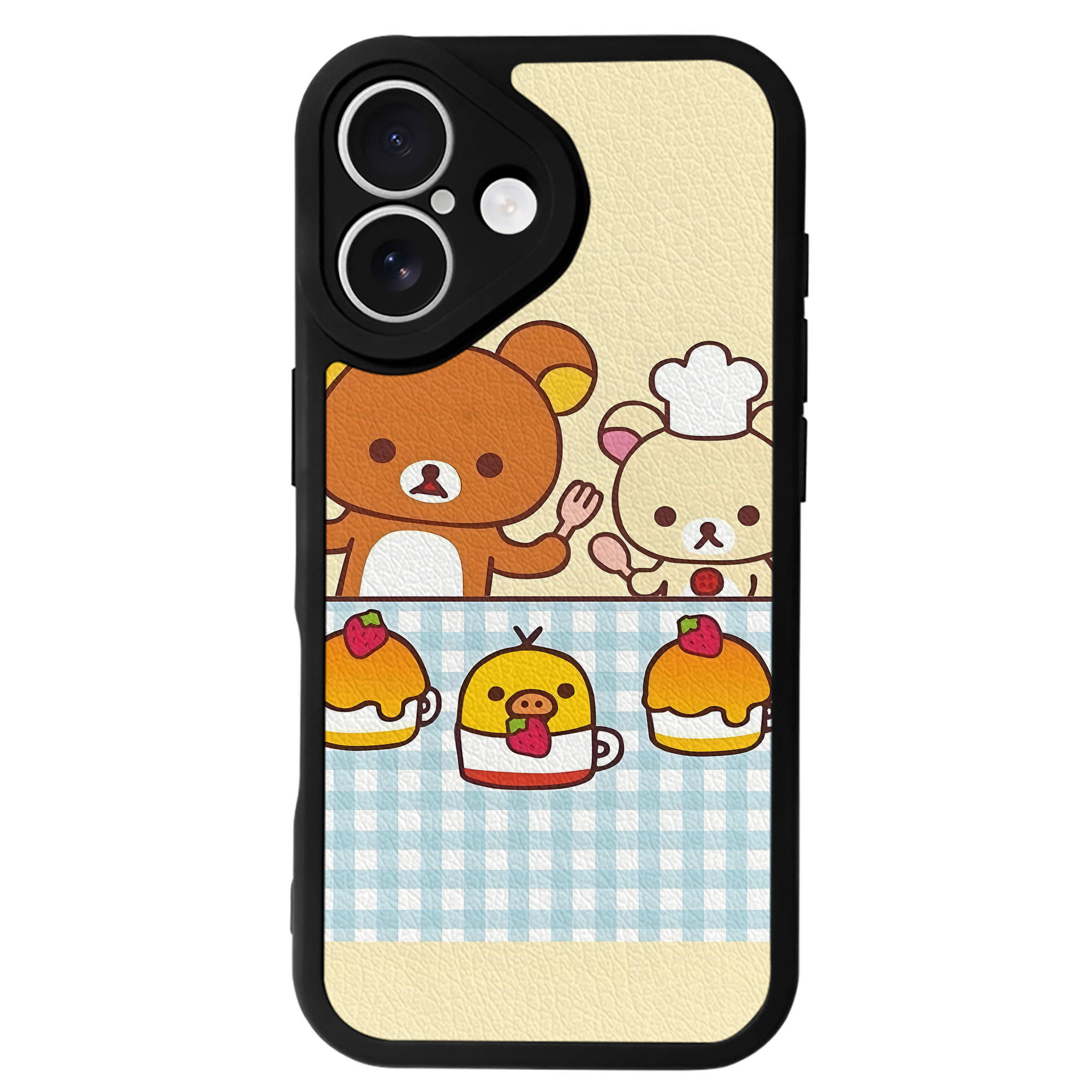 （画像用） リラックマ リラックマ キイロイトリ Rilakkuma Korilakkuma Kiiroitori 【iPhone 16シリーズ対応】シリコンスマホケース（レザー調） 材質：シリコン